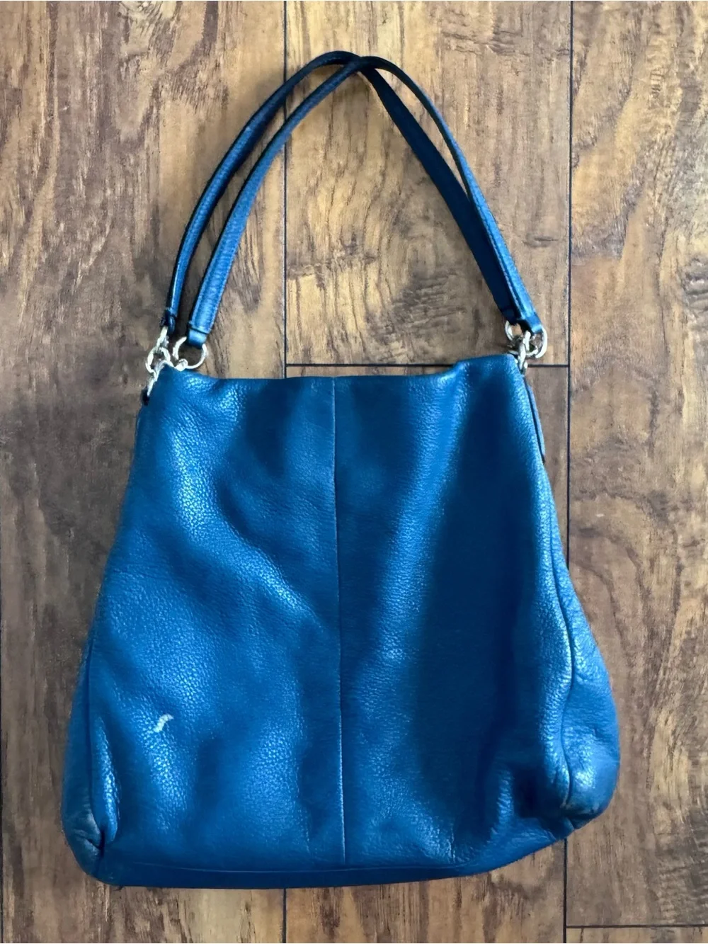 Coach Madison Phoebe Blue Pebbled Leather Shoulder Hobo Bag
